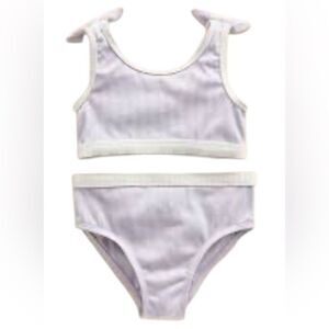 NWT Little Co  Toddler Girls Lilac/Lavender Ribbed Bikini Swimsuit- Size 3T